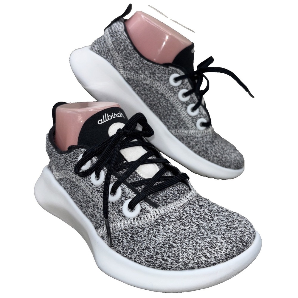 Allbirds SuperLight Tree Runner Shoes Women's US 6 White Black Lace Up‎ Knit